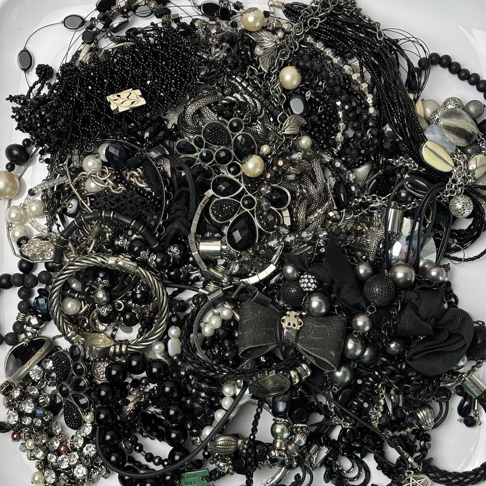 Curated Craft Jewelry Lot - 4 lbs Black Silver Tone